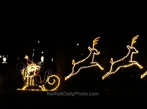 Santa in Sleigh with Reindeers - Norfolk Botanical Gardens - 2008 Garden of Lights