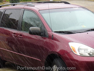 Snow Falling near Car